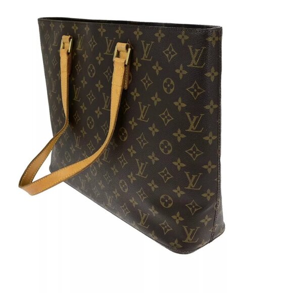 LOUIS VUITTON Logo Luco Shoulder Tote Bag Monogram Leather Brown - Picture 4 of 16